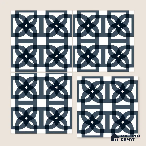 Moroccan Wall & Floor Tile TL 05183 Zellige Blue Overlaps Multi Colour 1 ft x 1 ft Porcelain Matte Finish - 9 mm | Suitable for Kitchen, Bathroom, Balcony | Please Expect a Slight Variation of Pattern