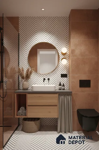 Moroccan Wall & Floor Tile TL 05186 Zellige Puzzle Lines Multi Colour 1 ft x 1 ft Porcelain Matte Finish - 9 mm | Suitable for Kitchen, Bathroom, Entryway | Please Expect a Slight Variation of Pattern