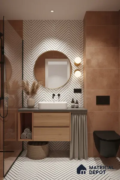 Moroccan Tile TL 05186 Zellige Puzzle Lines Multi Colour 1 ft x 1 ft Vitrified Matte Finish - 9 mm | Suitable for Kitchen, Bathroom, Balcony Floor & Wall | Please Expect a Slight Variation of Pattern
