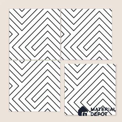 Moroccan Wall & Floor Tile TL 05186 Zellige Puzzle Lines Multi Colour 1 ft x 1 ft Porcelain Matte Finish - 9 mm | Suitable for Kitchen, Bathroom, Entryway | Please Expect a Slight Variation of Pattern
