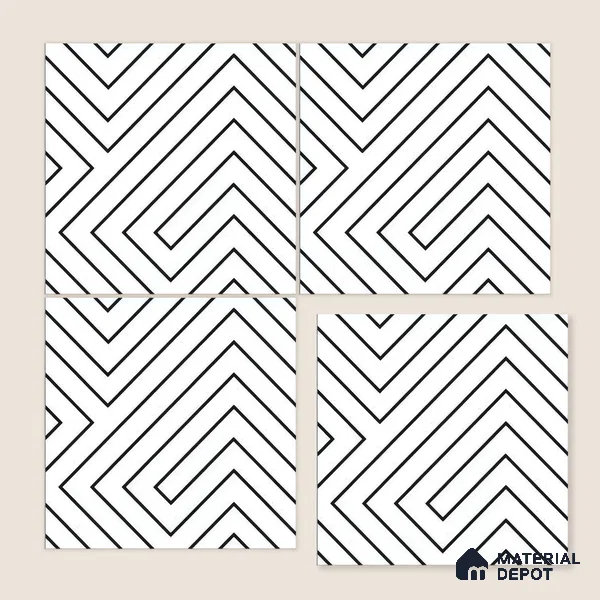 Moroccan Wall & Floor Tile TL 05186 Zellige Puzzle Lines Multi Colour 1 ft x 1 ft Porcelain Matte Finish - 9 mm | Suitable for Kitchen, Bathroom, Entryway | Please Expect a Slight Variation of Pattern