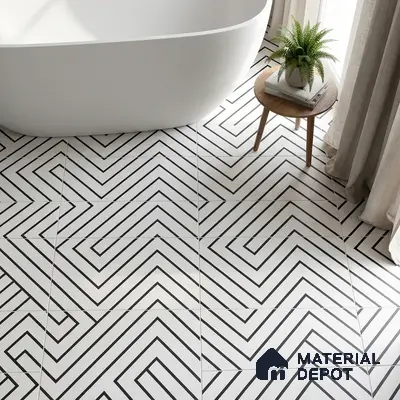 Moroccan Tile TL 05186 Zellige Puzzle Lines Multi Colour 1 ft x 1 ft Vitrified Matte Finish - 9 mm | Suitable for Kitchen, Bathroom, Balcony Floor & Wall | Please Expect a Slight Variation of Pattern