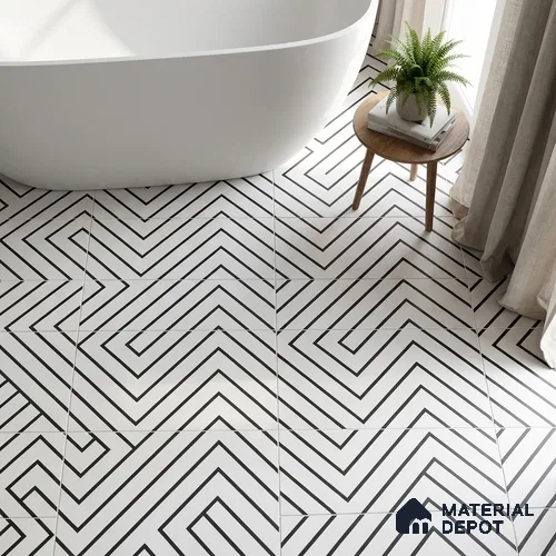 Moroccan Wall & Floor Tile TL 05186 Zellige Puzzle Lines Multi Colour 1 ft x 1 ft Vitrified Matte Finish - 9 mm | Suitable for Kitchen, Bathroom, Entryway | Please Expect a Slight Variation of Pattern