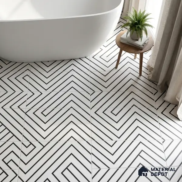 Moroccan Tile TL 05186 Zellige Puzzle Lines Multi Colour 1 ft x 1 ft Vitrified Matte Finish - 9 mm | Suitable for Kitchen, Bathroom, Balcony Floor & Wall | Please Expect a Slight Variation of Pattern