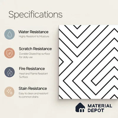Moroccan Wall & Floor Tile TL 05186 Zellige Puzzle Lines Multi Colour 1 ft x 1 ft Porcelain Matte Finish - 9 mm | Suitable for Kitchen, Bathroom, Entryway | Please Expect a Slight Variation of Pattern