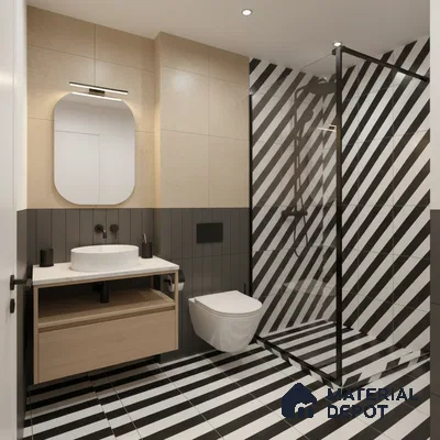 Moroccan Wall & Floor Tile TL 05187 Zellige Linear Zebra Multi Colour 1 ft x 1 ft Porcelain Matte Finish - 9 mm | Suitable for Kitchen, Bathroom, Entryway | Please Expect a Slight Variation of Pattern
