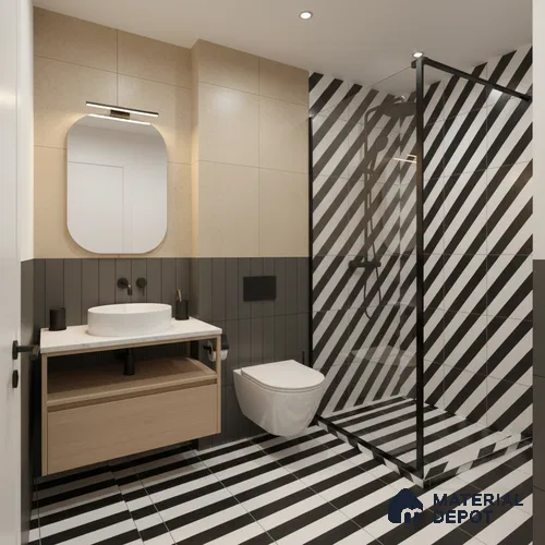 Moroccan Wall & Floor Tile TL 05187 Zellige Linear Zebra Multi Colour 1 ft x 1 ft Porcelain Matte Finish - 9 mm | Suitable for Kitchen, Bathroom, Entryway | Please Expect a Slight Variation of Pattern