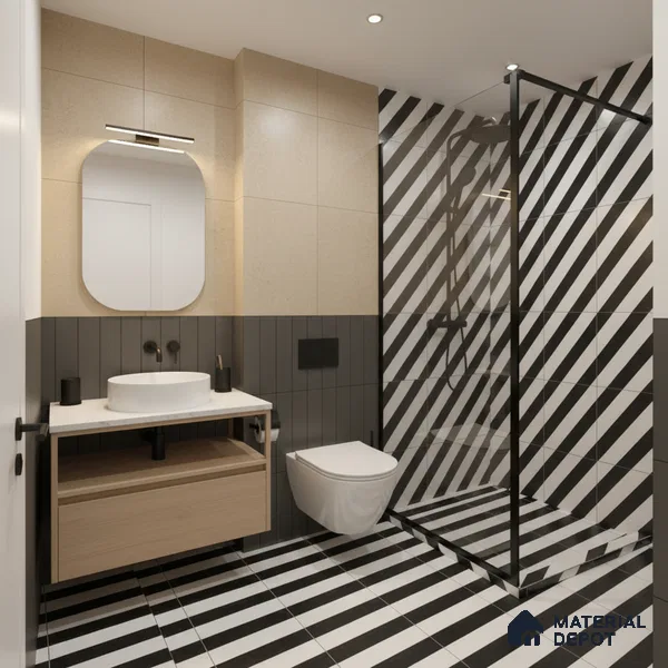 Moroccan Wall & Floor Tile TL 05187 Zellige Linear Zebra Multi Colour 1 ft x 1 ft Porcelain Matte Finish - 9 mm | Suitable for Kitchen, Bathroom, Entryway | Please Expect a Slight Variation of Pattern