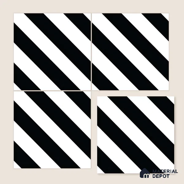 Moroccan Wall & Floor Tile TL 05187 Zellige Linear Zebra Multi Colour 1 ft x 1 ft Porcelain Matte Finish - 9 mm | Suitable for Kitchen, Bathroom, Entryway | Please Expect a Slight Variation of Pattern