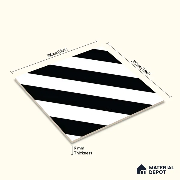 Moroccan Wall & Floor Tile TL 05187 Zellige Linear Zebra Multi Colour 1 ft x 1 ft Porcelain Matte Finish - 9 mm | Suitable for Kitchen, Bathroom, Entryway | Please Expect a Slight Variation of Pattern