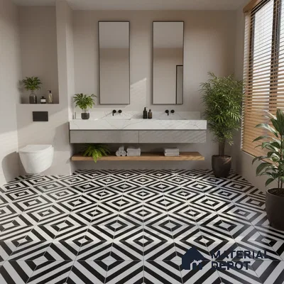 Moroccan Wall & Floor Tile TL 05187 Zellige Linear Zebra Multi Colour 1 ft x 1 ft Porcelain Matte Finish - 9 mm | Suitable for Kitchen, Bathroom, Entryway | Please Expect a Slight Variation of Pattern