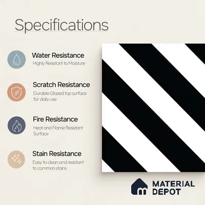 Moroccan Wall & Floor Tile TL 05187 Zellige Linear Zebra Multi Colour 1 ft x 1 ft Porcelain Matte Finish - 9 mm | Suitable for Kitchen, Bathroom, Entryway | Please Expect a Slight Variation of Pattern