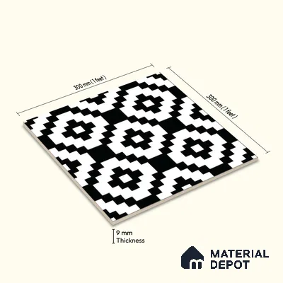 Moroccan Wall & Floor Tile TL 05188 Zellige Medina Mystique Multi Colour 1 ft x 1 ft Porcelain Matte Finish - 9 mm | Suitable for Kitchen, Bathroom, Entryway | Please Expect a Slight Variation of Pattern