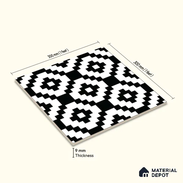 Moroccan Wall & Floor Tile TL 05188 Zellige Medina Mystique Multi Colour 1 ft x 1 ft Porcelain Matte Finish - 9 mm | Suitable for Kitchen, Bathroom, Entryway | Please Expect a Slight Variation of Pattern