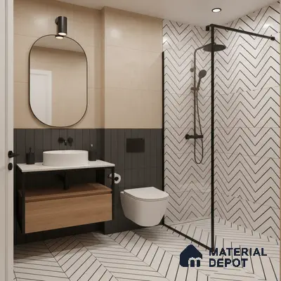 Moroccan Tile TL 05189 Zellige Wave Lines Multi Colour 1 ft x 1 ft Vitrified Matte Finish - 9 mm | Suitable for Kitchen, Bathroom, Balcony Floor & Wall | Please Expect a Slight Variation of Pattern
