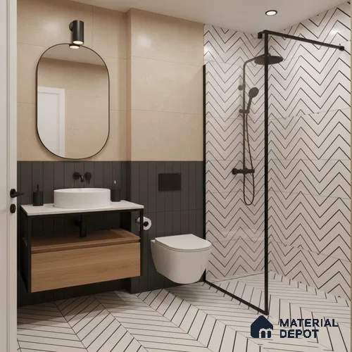 Moroccan Wall & Floor Tile TL 05189 Zellige Wave Lines Multi Colour 1 ft x 1 ft Porcelain Matte Finish - 9 mm | Suitable for Kitchen, Bathroom, Entryway | Please Expect a Slight Variation of Pattern