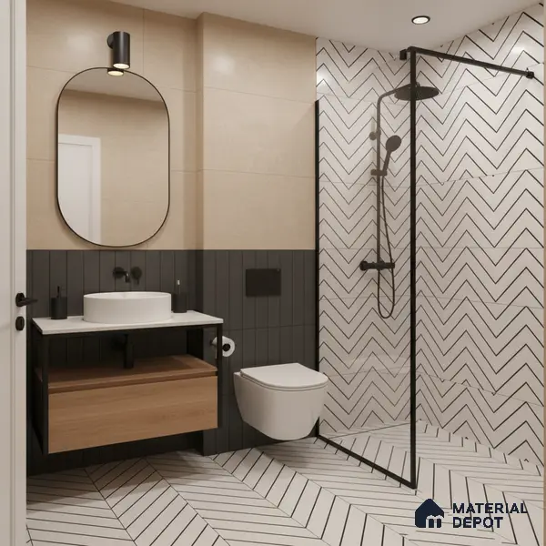 Moroccan Tile TL 05189 Zellige Wave Lines Multi Colour 1 ft x 1 ft Vitrified Matte Finish - 9 mm | Suitable for Kitchen, Bathroom, Balcony Floor & Wall | Please Expect a Slight Variation of Pattern