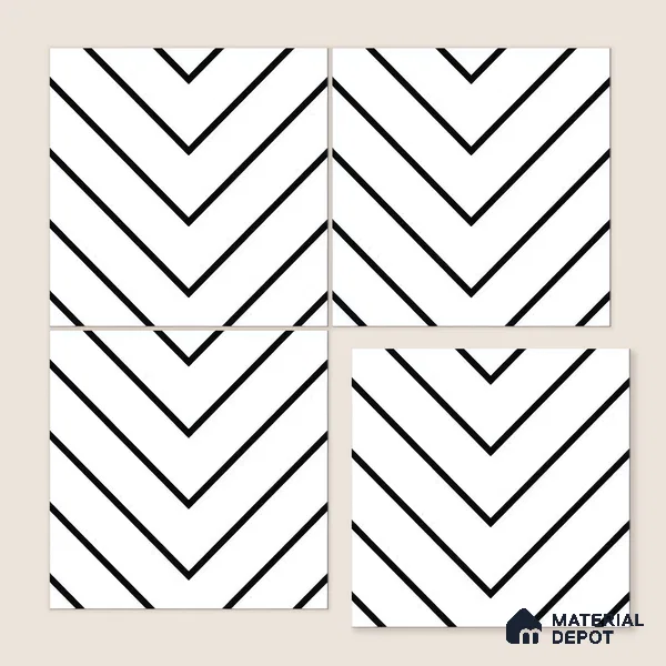Moroccan Wall & Floor Tile TL 05189 Zellige Wave Lines Multi Colour 1 ft x 1 ft Porcelain Matte Finish - 9 mm | Suitable for Kitchen, Bathroom, Entryway | Please Expect a Slight Variation of Pattern