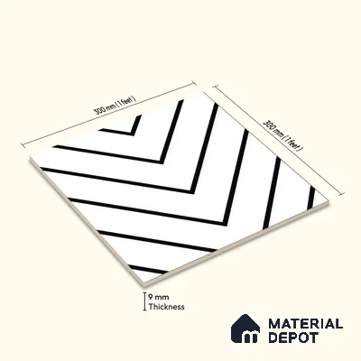 Moroccan Wall & Floor Tile TL 05189 Zellige Wave Lines Multi Colour 1 ft x 1 ft Porcelain Matte Finish - 9 mm | Suitable for Kitchen, Bathroom, Entryway | Please Expect a Slight Variation of Pattern