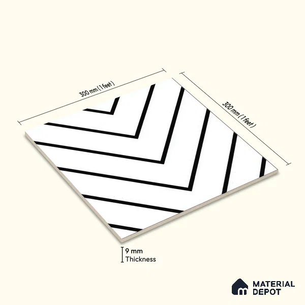 Moroccan Wall & Floor Tile TL 05189 Zellige Wave Lines Multi Colour 1 ft x 1 ft Porcelain Matte Finish - 9 mm | Suitable for Kitchen, Bathroom, Entryway | Please Expect a Slight Variation of Pattern