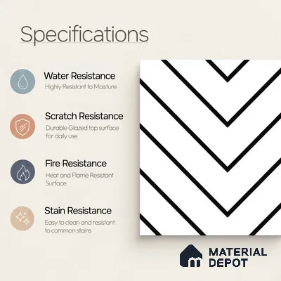 Moroccan Wall & Floor Tile TL 05189 Zellige Wave Lines Multi Colour 1 ft x 1 ft Porcelain Matte Finish - 9 mm | Suitable for Kitchen, Bathroom, Entryway | Please Expect a Slight Variation of Pattern