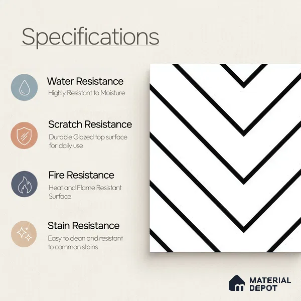 Moroccan Wall & Floor Tile TL 05189 Zellige Wave Lines Multi Colour 1 ft x 1 ft Porcelain Matte Finish - 9 mm | Suitable for Kitchen, Bathroom, Entryway | Please Expect a Slight Variation of Pattern