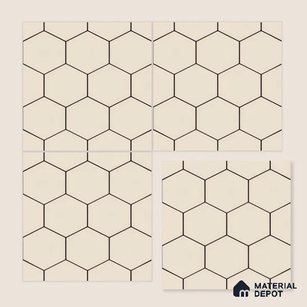Moroccan Wall & Floor Tile TL 05190 Zellige Honeycomb Beige Brown 1 ft x 1 ft Porcelain Matte Finish - 9 mm | Suitable for Kitchen, Bathroom, Balcony | Please Expect a Slight Variation of Pattern