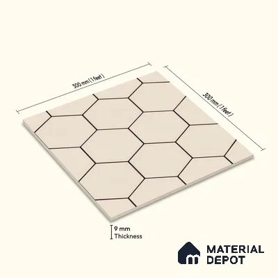 Moroccan Wall & Floor Tile TL 05190 Zellige Honeycomb Beige Brown 1 ft x 1 ft Porcelain Matte Finish - 9 mm | Suitable for Kitchen, Bathroom, Balcony | Please Expect a Slight Variation of Pattern