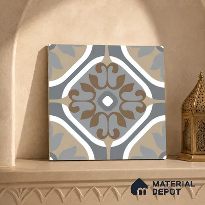 Moroccan Wall & Floor Tile TL 05191 B Zellige Floral Brown Multi Colour 1 ft x 1 ft Porcelain Matte Finish - 9 mm | Suitable for Kitchen, Bathroom, Balcony | Please Expect a Slight Variation of Pattern