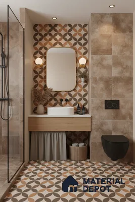 Moroccan Tile TL 05192 B Zellige Brown Olympia Multi Colour 1 ft x 1 ft Vitrified Matte Finish - 9 mm | Suitable for Kitchen, Bathroom, Balcony Floor & Wall | Please Expect a Slight Variation of Pattern (Sample)