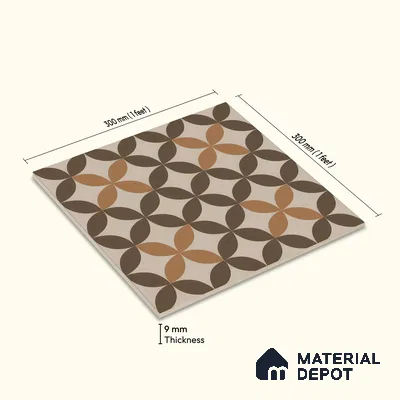 Moroccan Wall & Floor Tile TL 05192 B Zellige Brown Olympia Multi Colour 1 ft x 1 ft Porcelain Matte Finish - 9 mm | Suitable for Kitchen, Bathroom, Balcony | Please Expect a Slight Variation of Pattern