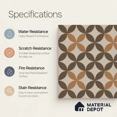 Moroccan Wall & Floor Tile TL 05192 B Zellige Brown Olympia Multi Colour 1 ft x 1 ft Porcelain Matte Finish - 9 mm | Suitable for Kitchen, Bathroom, Balcony | Please Expect a Slight Variation of Pattern