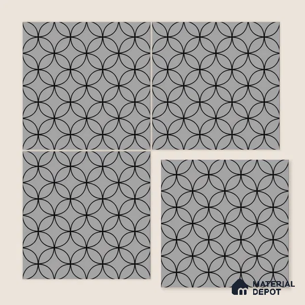 Moroccan Wall & Floor Tile TL 05192 C Zellige Grey Olympia Multi Colour 1 ft x 1 ft Porcelain Matte Finish - 9 mm | Suitable for Kitchen, Bathroom, Balcony | Please Expect a Slight Variation of Pattern