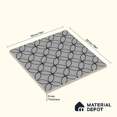 Moroccan Wall & Floor Tile TL 05192 C Zellige Grey Olympia Multi Colour 1 ft x 1 ft Porcelain Matte Finish - 9 mm | Suitable for Kitchen, Bathroom, Balcony | Please Expect a Slight Variation of Pattern