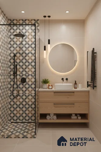 Moroccan Wall & Floor Tile TL 05192 Zellige Beige Olympia Multi Colour 1 ft x 1 ft Porcelain Matte Finish - 9 mm | Suitable for Kitchen, Bathroom, Balcony | Please Expect a Slight Variation of Pattern