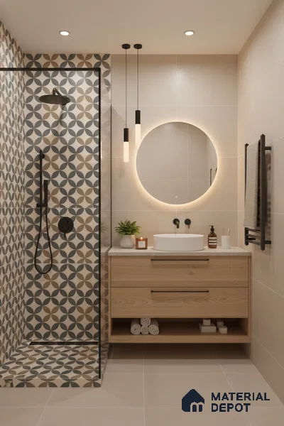 Moroccan Tile TL 05192 Zellige Beige Olympia Multi Colour 1 ft x 1 ft Vitrified Matte Finish - 9 mm | Suitable for Kitchen, Bathroom, Balcony Floor & Wall | Please Expect a Slight Variation of Pattern