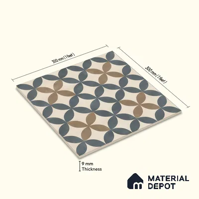 Moroccan Wall & Floor Tile TL 05192 Zellige Beige Olympia Multi Colour 1 ft x 1 ft Porcelain Matte Finish - 9 mm | Suitable for Kitchen, Bathroom, Balcony | Please Expect a Slight Variation of Pattern