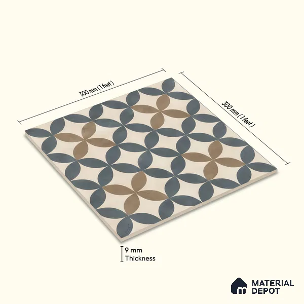 Moroccan Wall & Floor Tile TL 05192 Zellige Beige Olympia Multi Colour 1 ft x 1 ft Porcelain Matte Finish - 9 mm | Suitable for Kitchen, Bathroom, Balcony | Please Expect a Slight Variation of Pattern