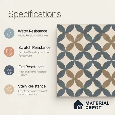 Moroccan Wall & Floor Tile TL 05192 Zellige Beige Olympia Multi Colour 1 ft x 1 ft Porcelain Matte Finish - 9 mm | Suitable for Kitchen, Bathroom, Balcony | Please Expect a Slight Variation of Pattern