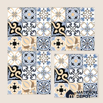 Moroccan Wall & Floor Tile TL 05193 Zellige Vibrant Florals Multi Colour 1 ft x 1 ft Porcelain Matte Finish - 9 mm | Suitable for Kitchen, Bathroom, Balcony | Please Expect a Slight Variation of Pattern