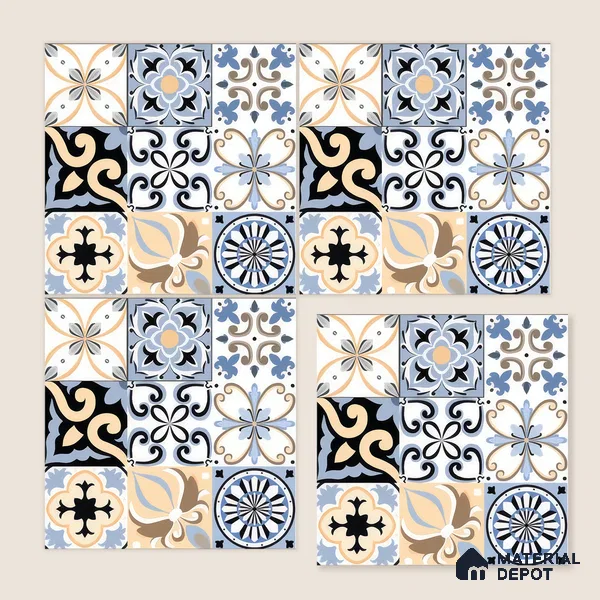 Moroccan Wall & Floor Tile TL 05193 Zellige Vibrant Florals Multi Colour 1 ft x 1 ft Porcelain Matte Finish - 9 mm | Suitable for Kitchen, Bathroom, Balcony | Please Expect a Slight Variation of Pattern