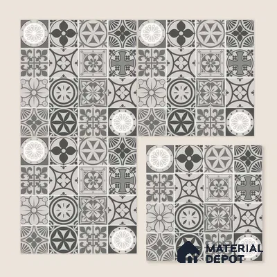 Moroccan Wall & Floor Tile TL 05194 Zellige Vibrant Grey Grey 1 ft x 1 ft Porcelain Matte Finish - 9 mm | Suitable for Kitchen, Bathroom, Balcony | Please Expect a Slight Variation of Pattern