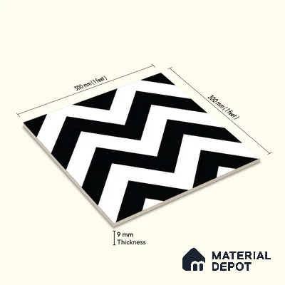 Moroccan Wall & Floor Tile TL 05195 Zellige Inverted Wave Multi Colour 1 ft x 1 ft Porcelain Matte Finish - 9 mm | Suitable for Kitchen, Bathroom, Entryway | Please Expect a Slight Variation of Pattern
