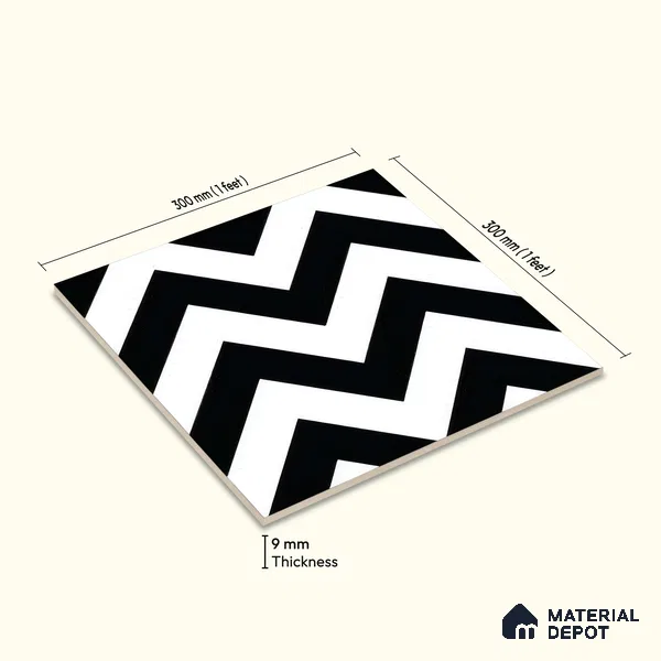 Moroccan Wall & Floor Tile TL 05195 Zellige Inverted Wave Multi Colour 1 ft x 1 ft Porcelain Matte Finish - 9 mm | Suitable for Kitchen, Bathroom, Entryway | Please Expect a Slight Variation of Pattern