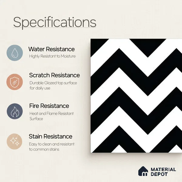 Moroccan Wall & Floor Tile TL 05195 Zellige Inverted Wave Multi Colour 1 ft x 1 ft Porcelain Matte Finish - 9 mm | Suitable for Kitchen, Bathroom, Entryway | Please Expect a Slight Variation of Pattern