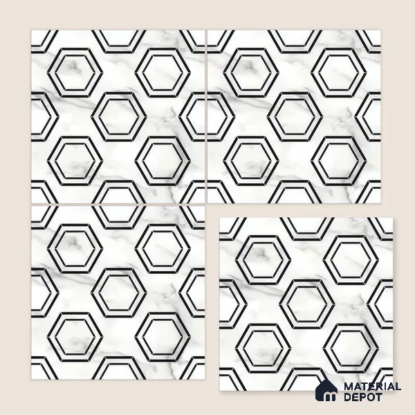 Moroccan Wall & Floor Tile TL 05196 Zellige Hexa Pod Multi Colour 1 ft x 1 ft Porcelain Matte Finish - 9 mm | Suitable for Kitchen, Bathroom, Balcony | Please Expect a Slight Variation of Pattern
