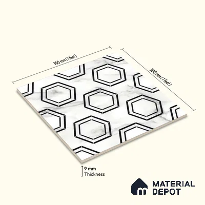 Moroccan Wall & Floor Tile TL 05196 Zellige Hexa Pod Multi Colour 1 ft x 1 ft Porcelain Matte Finish - 9 mm | Suitable for Kitchen, Bathroom, Balcony | Please Expect a Slight Variation of Pattern