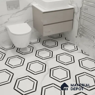 Moroccan Tile TL 05196 Zellige Hexa Pod Multi Colour 1 ft x 1 ft Vitrified Matte Finish - 9 mm | Suitable for Kitchen, Bathroom, Balcony Floor & Wall | Please Expect a Slight Variation of Pattern (Sample)