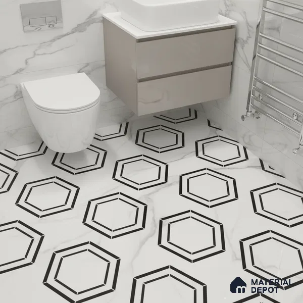 Moroccan Tile TL 05196 Zellige Hexa Pod Multi Colour 1 ft x 1 ft Vitrified Matte Finish - 9 mm | Suitable for Kitchen, Bathroom, Balcony Floor & Wall | Please Expect a Slight Variation of Pattern (Sample)