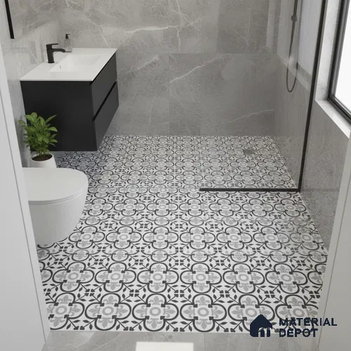 Moroccan Wall & Floor Tile TL 05199 Zellige Beyounc Floral Multi Colour 1 ft x 1 ft Vitrified Matte Finish - 9 mm | Suitable for Kitchen, Bathroom, Balcony | Please Expect a Slight Variation of Pattern